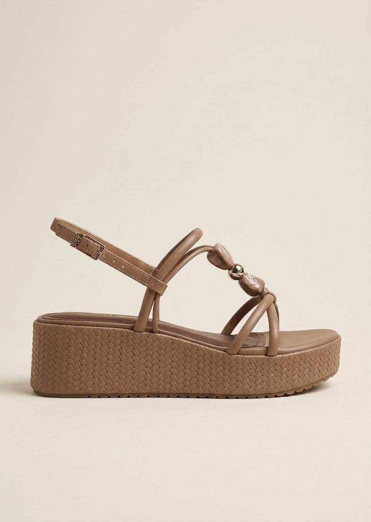 Strappy Sculpted Bead Platform Sandals