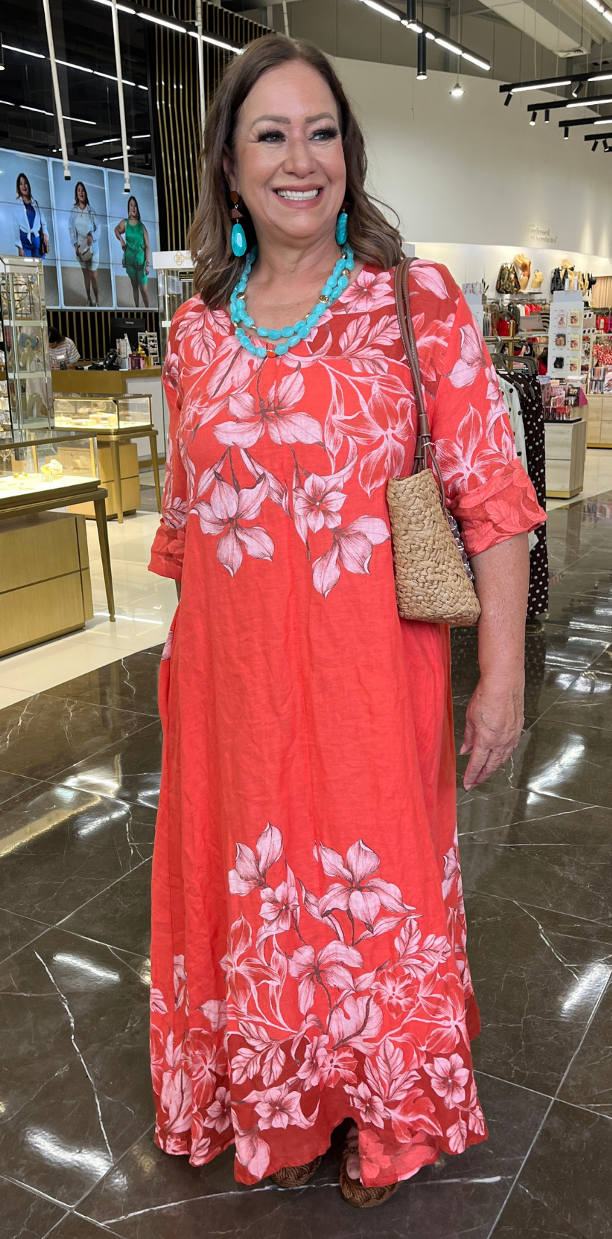 Graphic Floral Lino Dress
