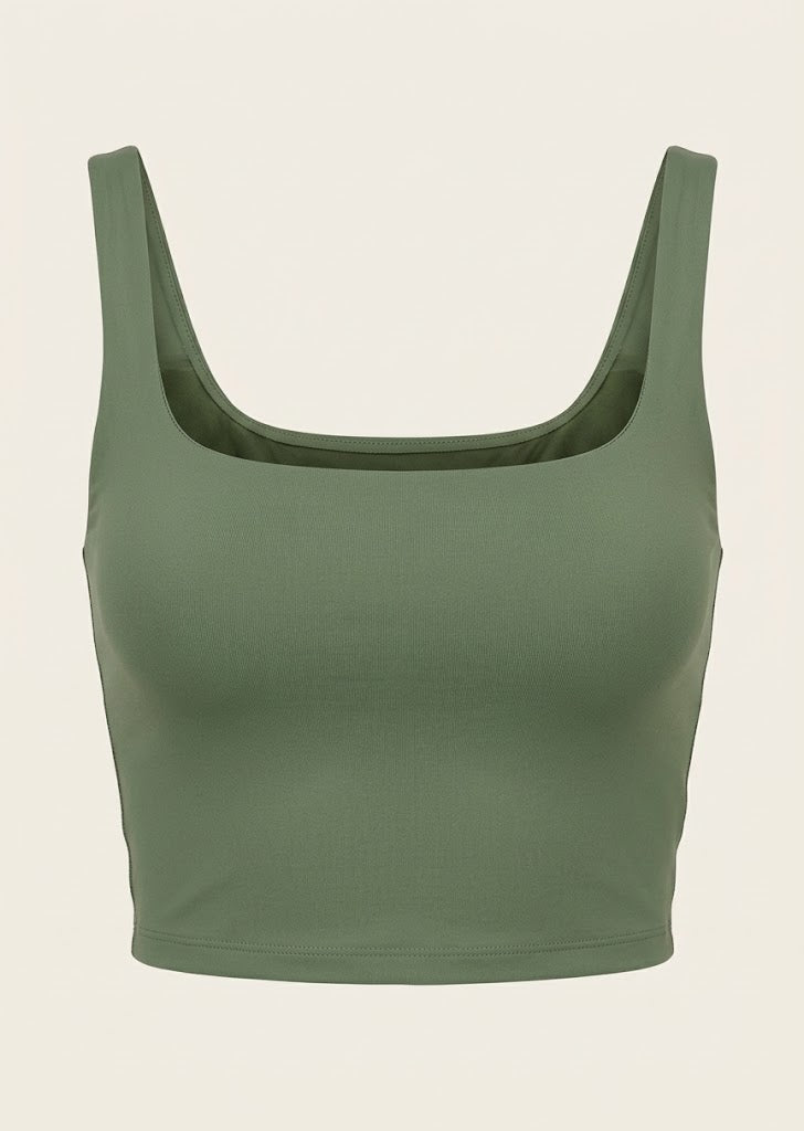 Square Neck Basic Crop Top