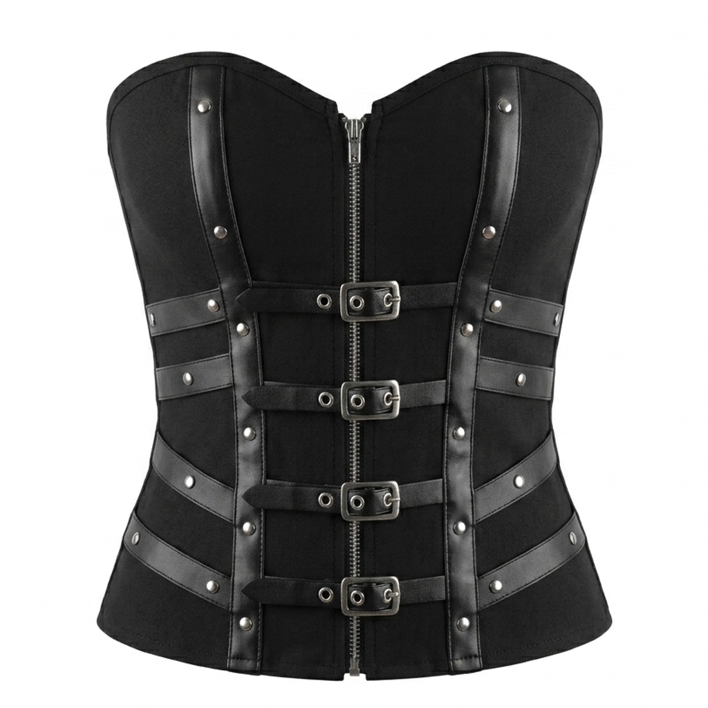 Black Zipped Corset Top
