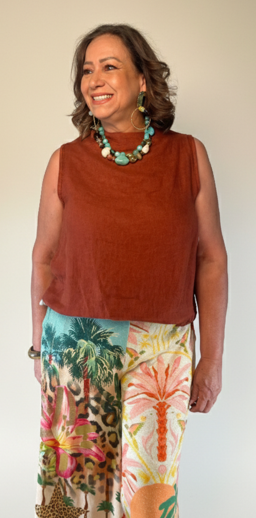 High-Neck Sleeveless Blouse