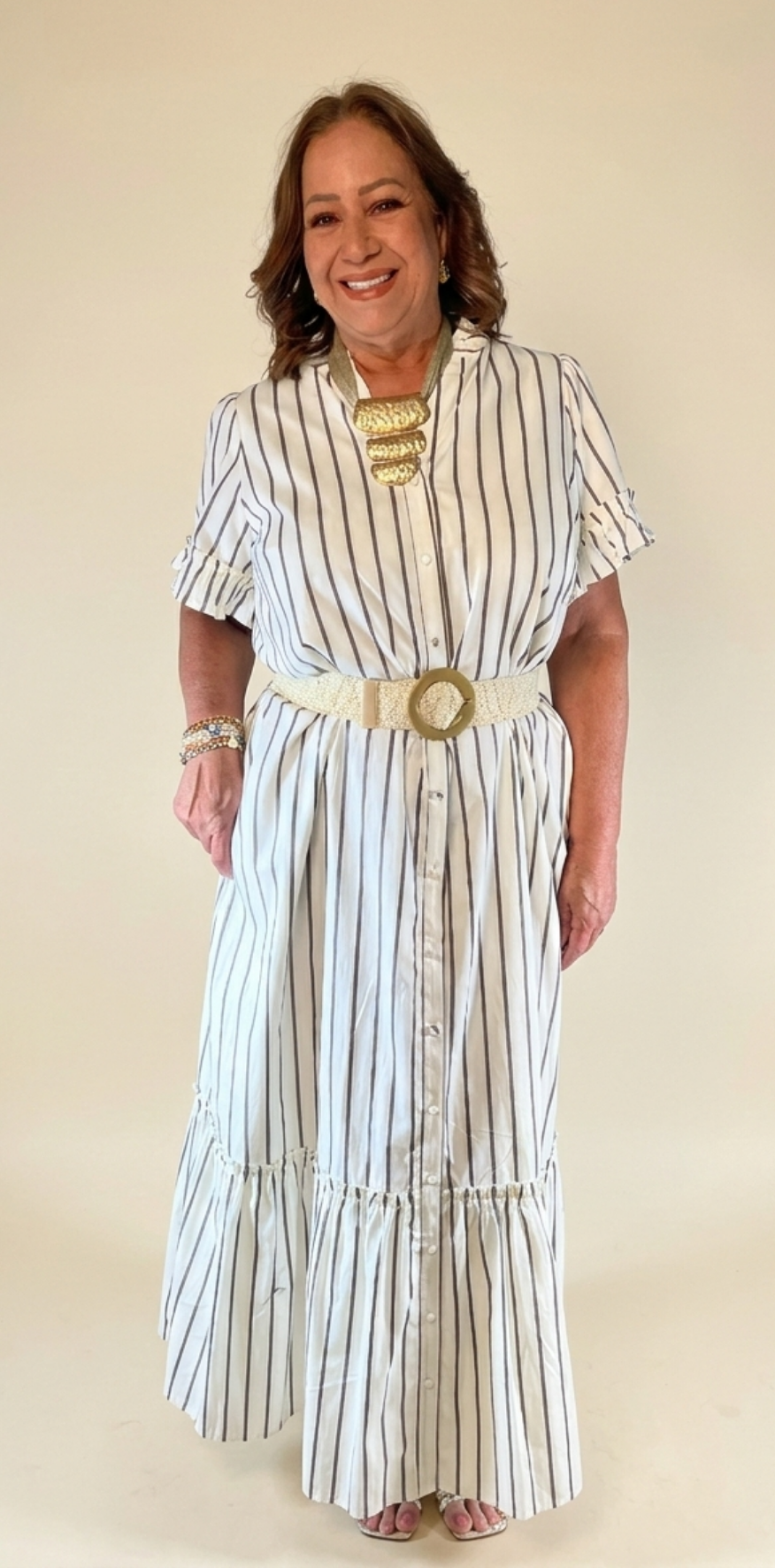 Ivory Nautical Pinstripe Dress