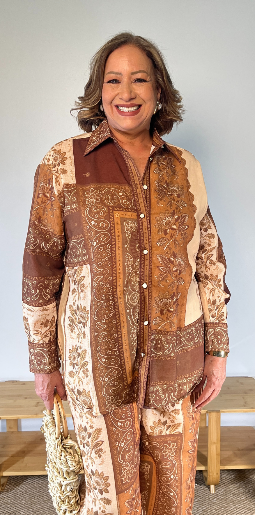 Brown & Beige Paisley Blouse