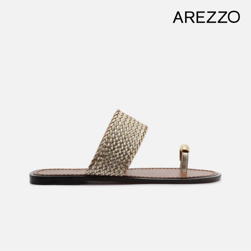 Gold Straps Slide Sandals