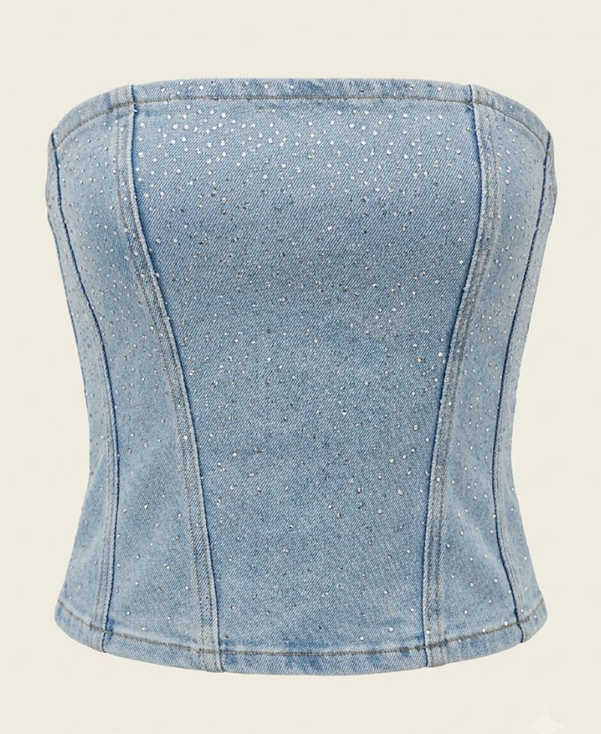 Rhinestone Strapless Denim Tube Top
