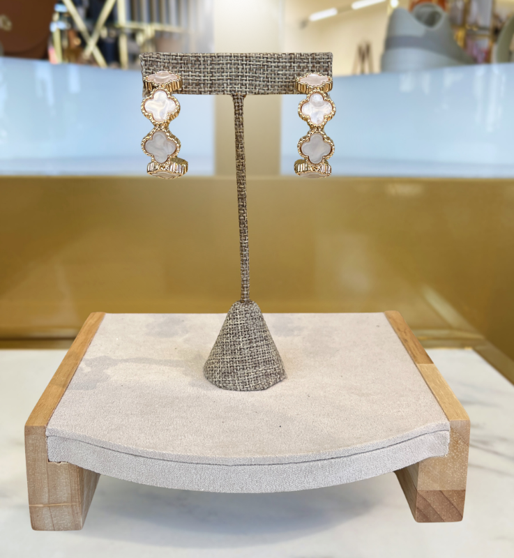 White and Gold Earrings