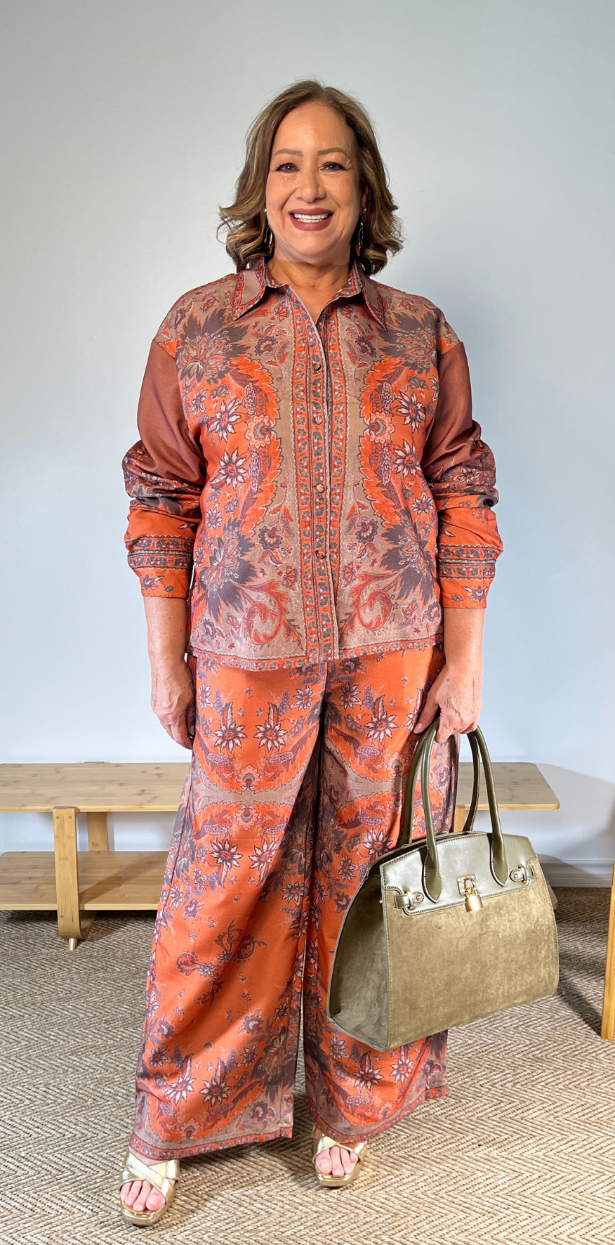 Orange & Brown Floral Pants