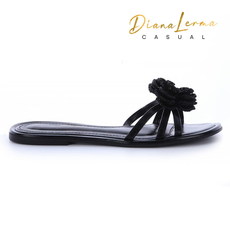 Black Floral Sandals
