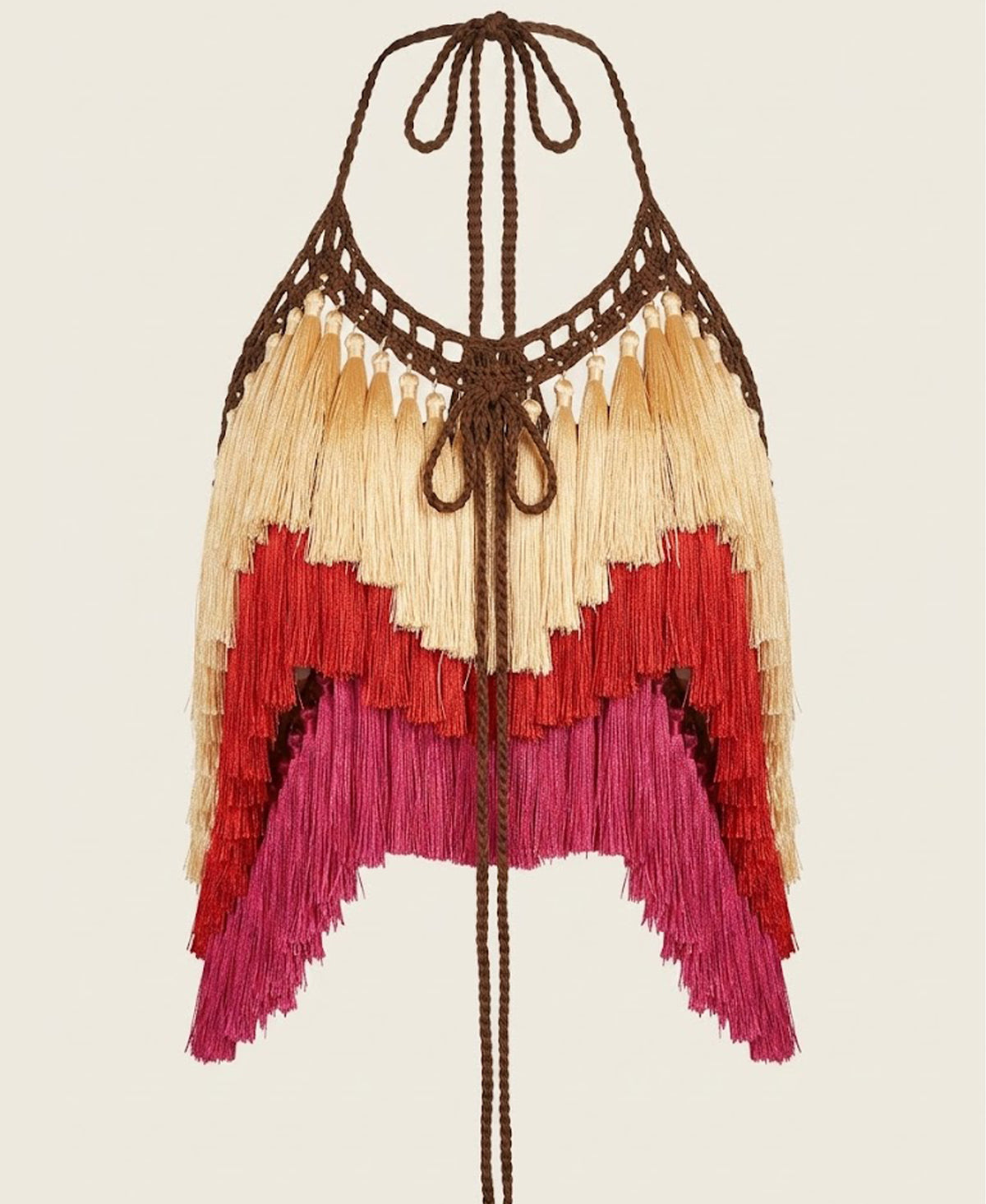 Multicolor Fringe Halter Top