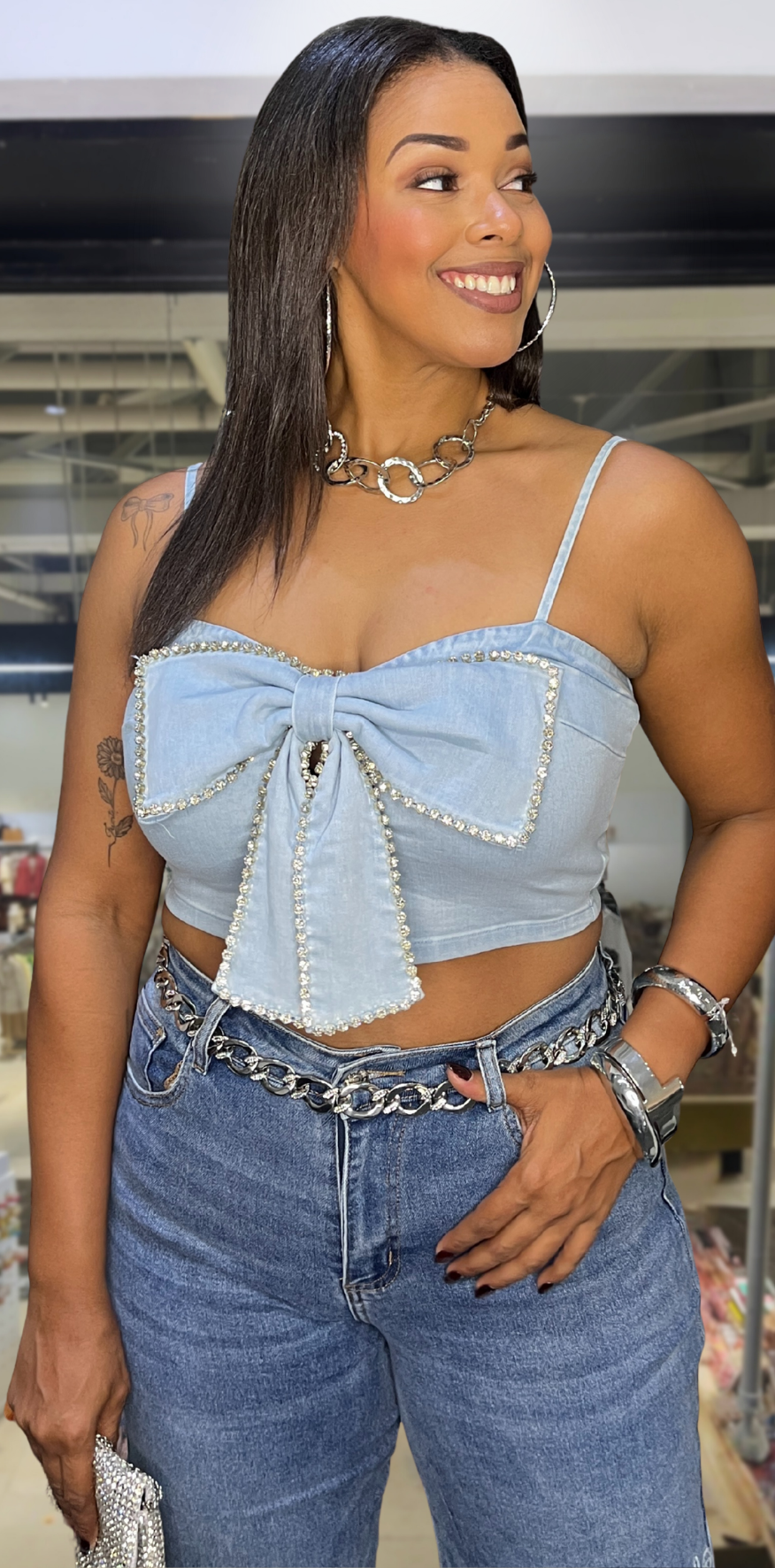 Light Blue Denim Crop Top