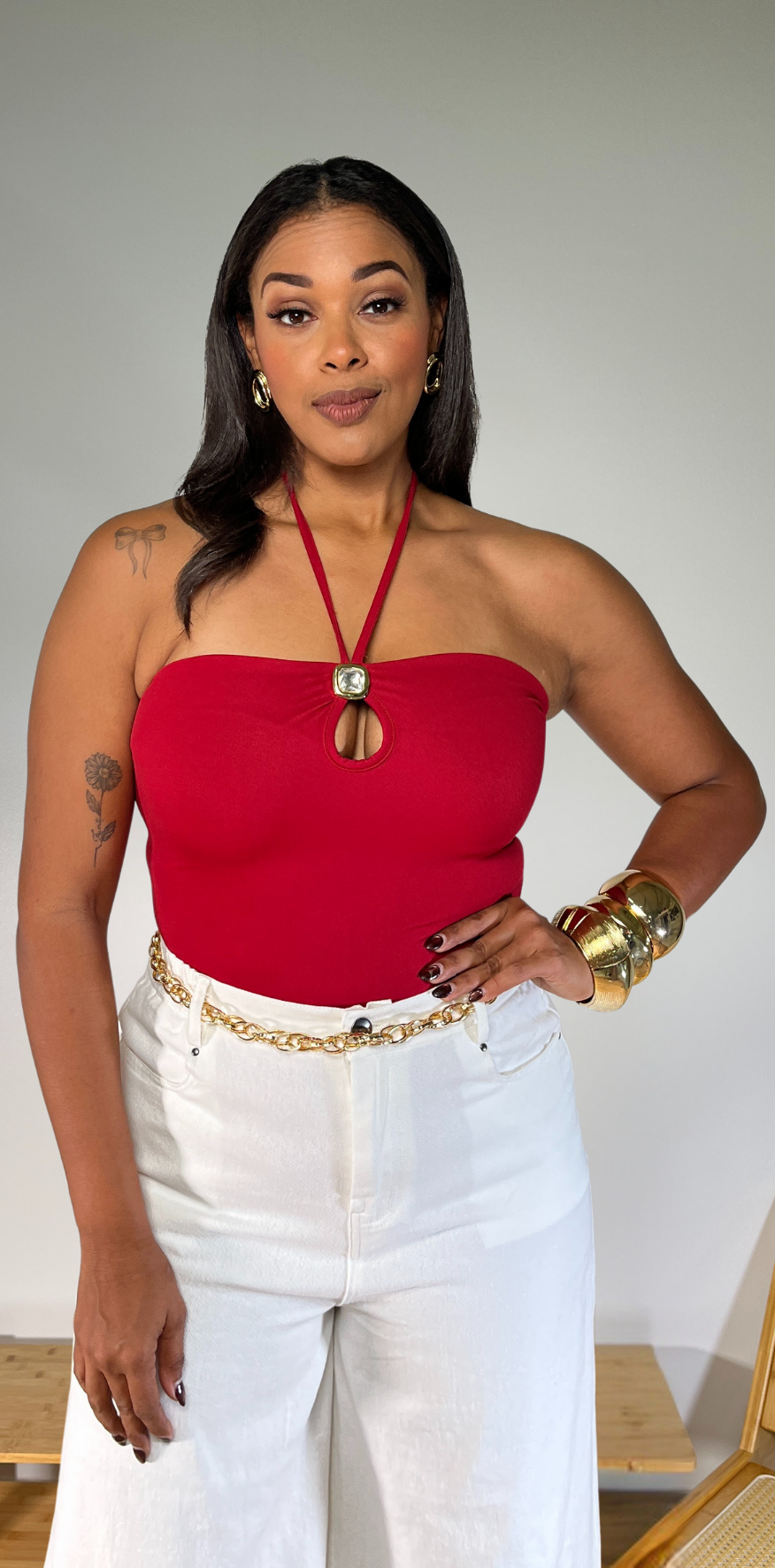 Red Strapped Bodysuit