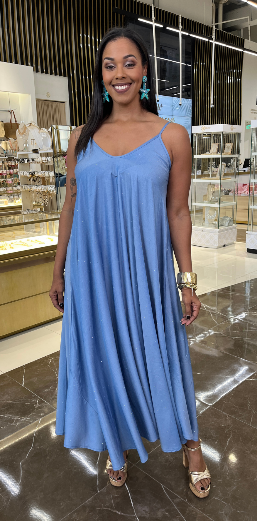 Studded Blue Dress D Shop Aruba Studded Blue Dress D Shop Aruba