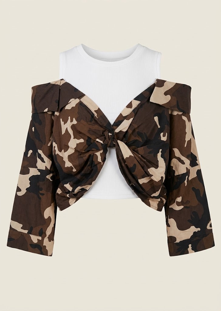 Layered Camouflage Top