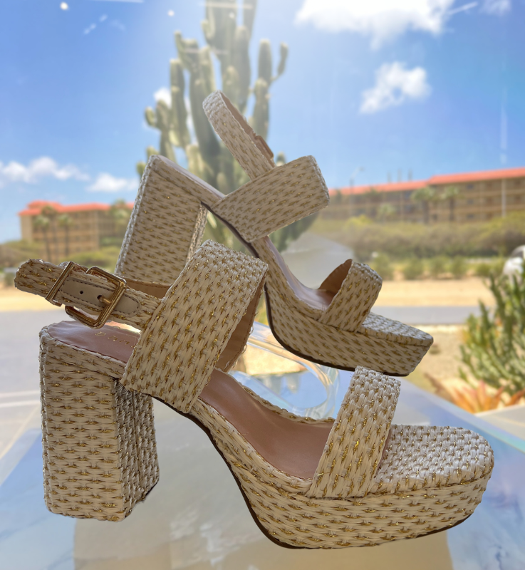 Natural Slingback Block Heels