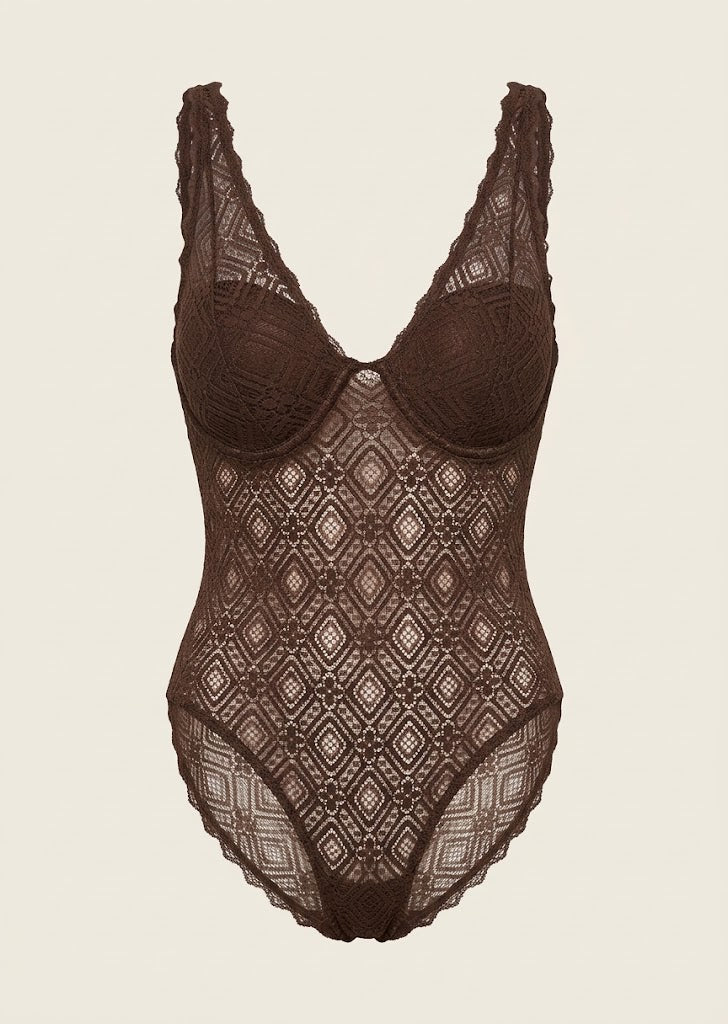 Geometric Lace Bodysuit