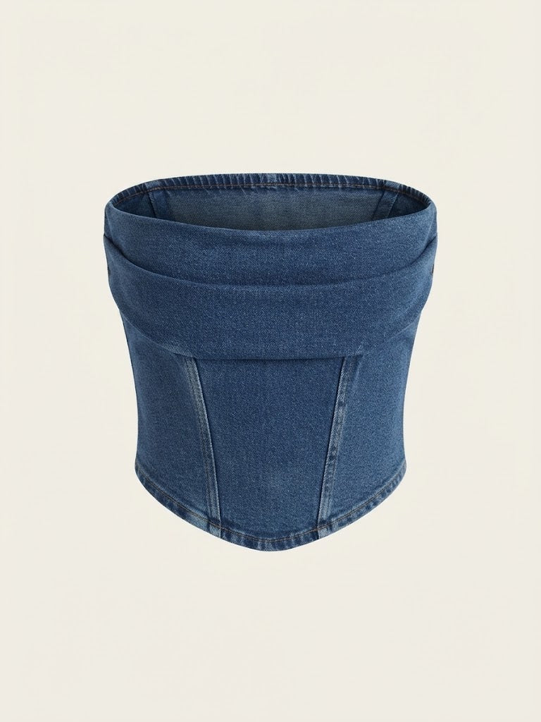 Layered Waist Denim Corset Top