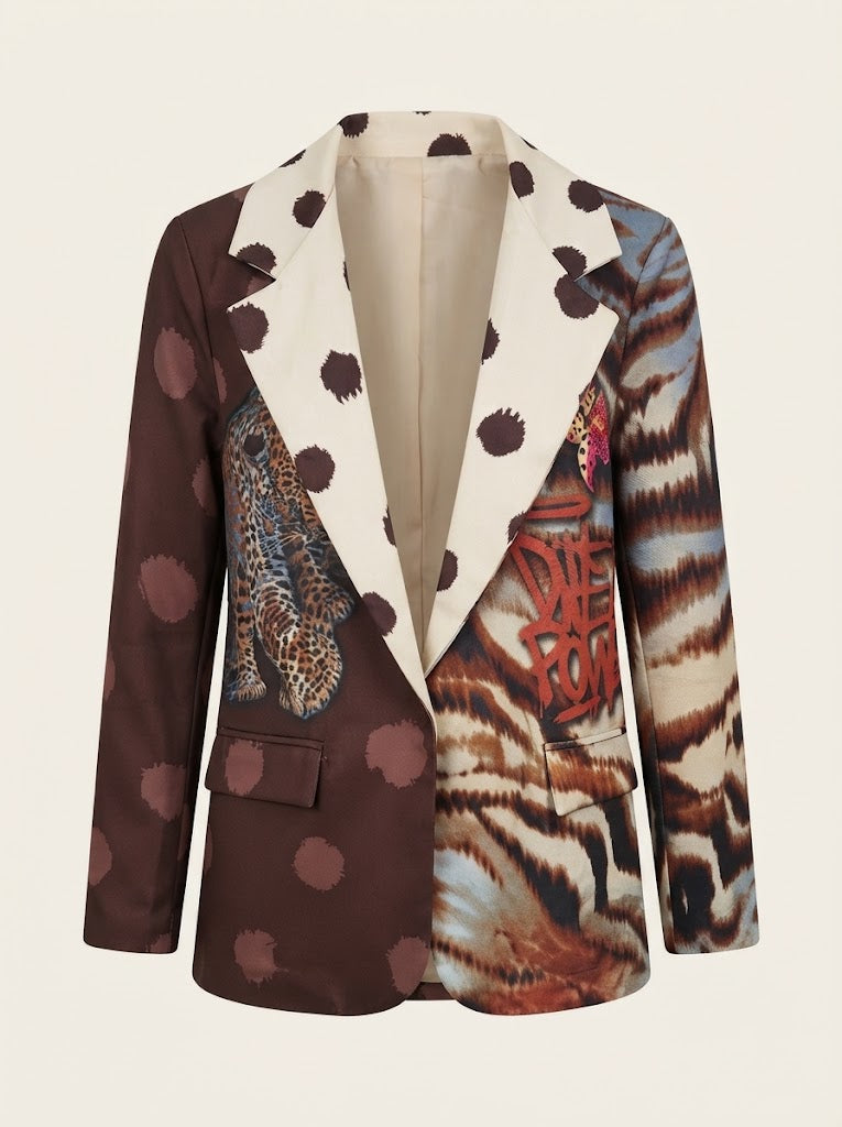 Mixed Print Tailored Blazer