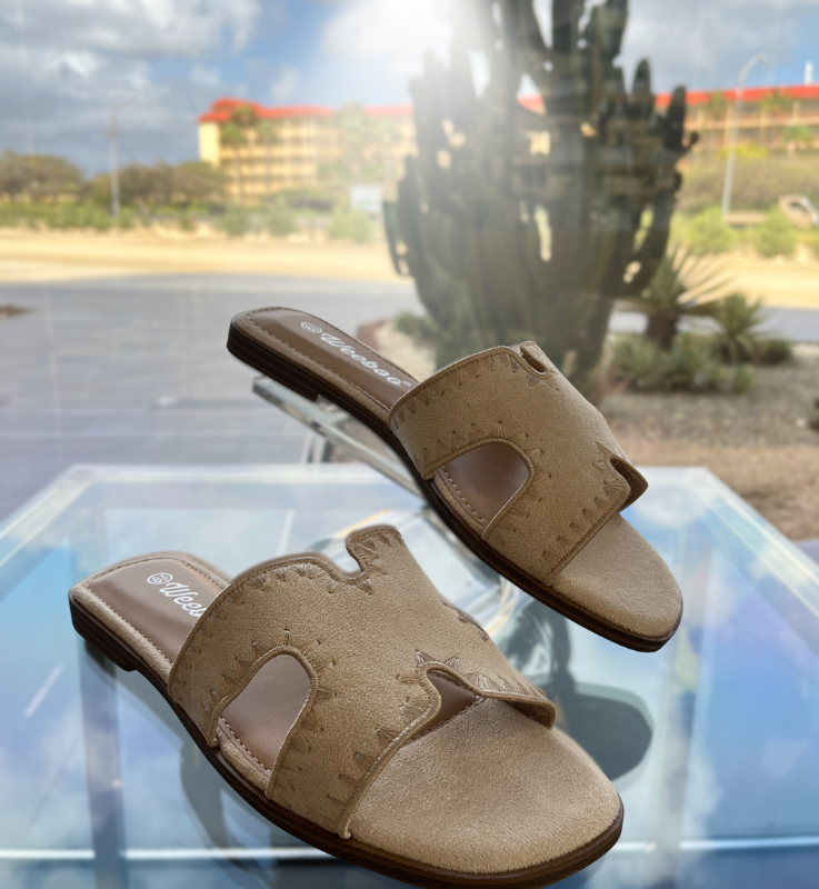 Beige Slide Sandals