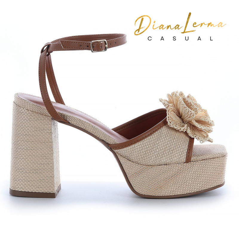 Floral Details Block Heels