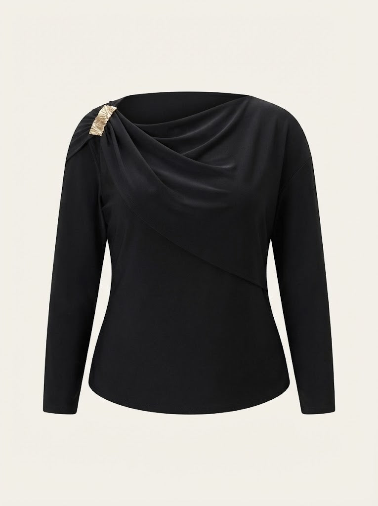 Draped Long Sleeve Blouse