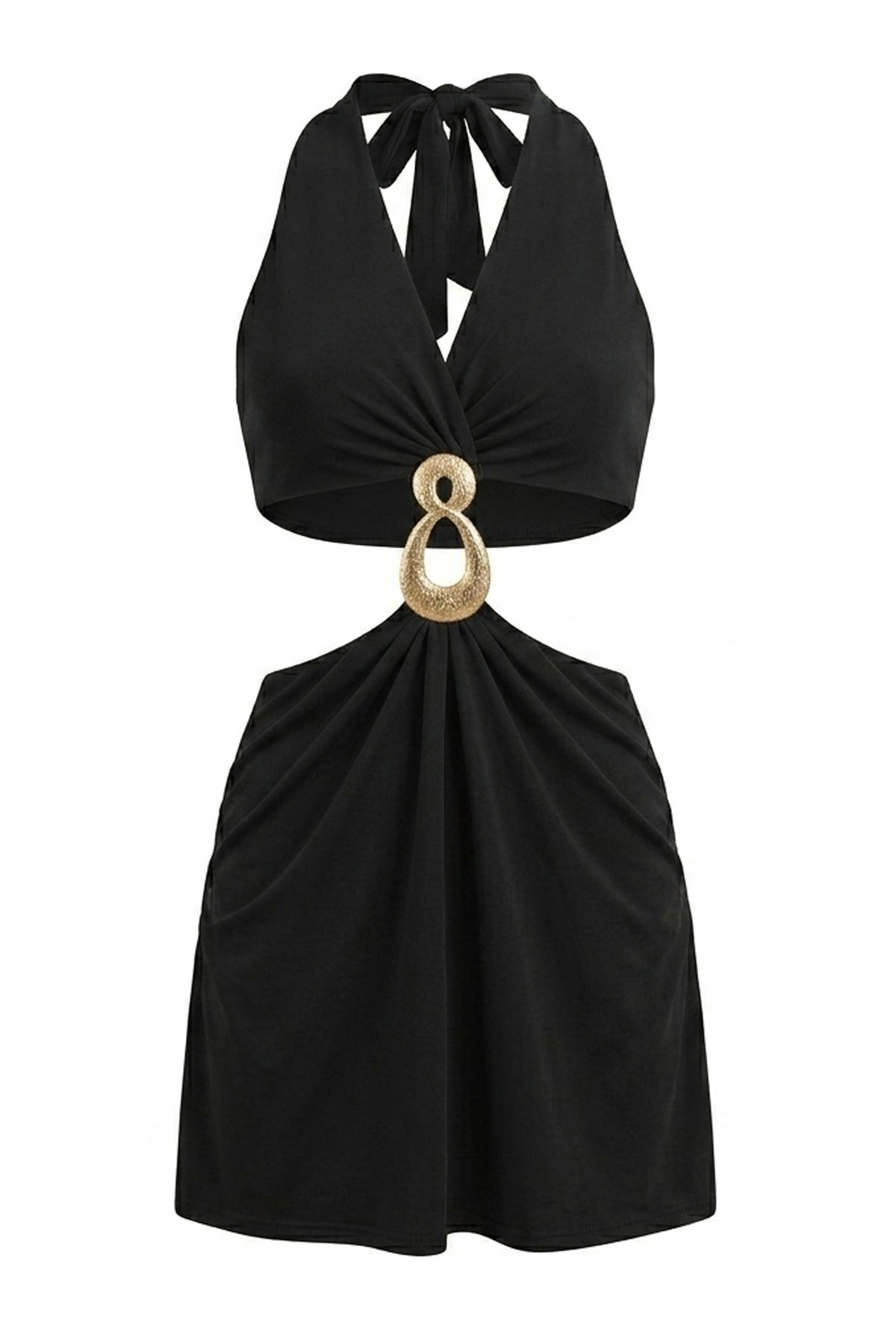 Gold Detail Black Minidress