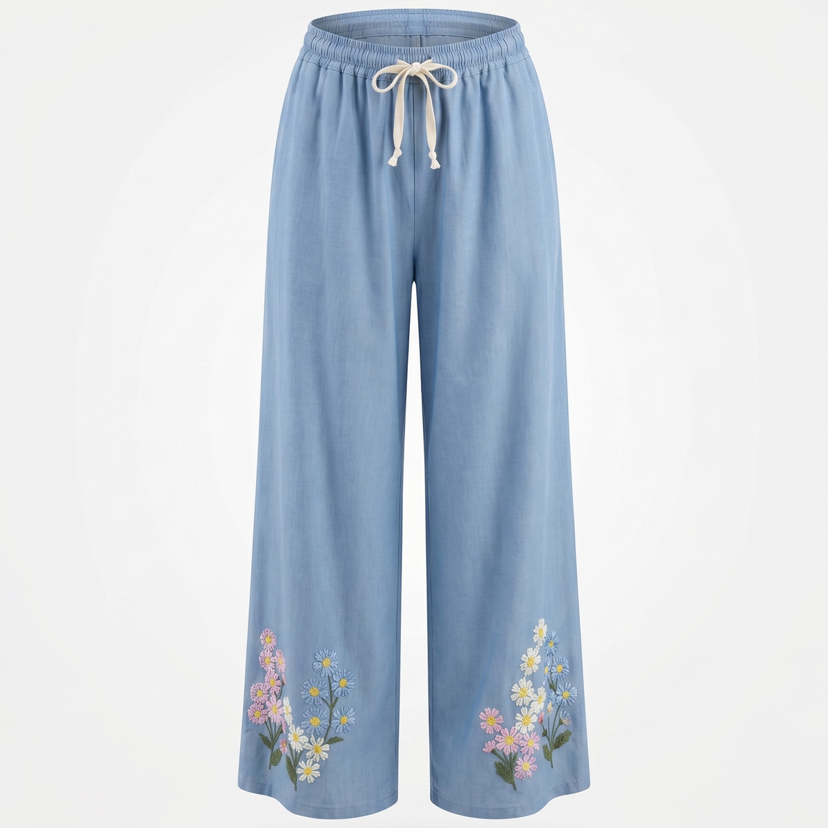 Floral Details Blue Pants