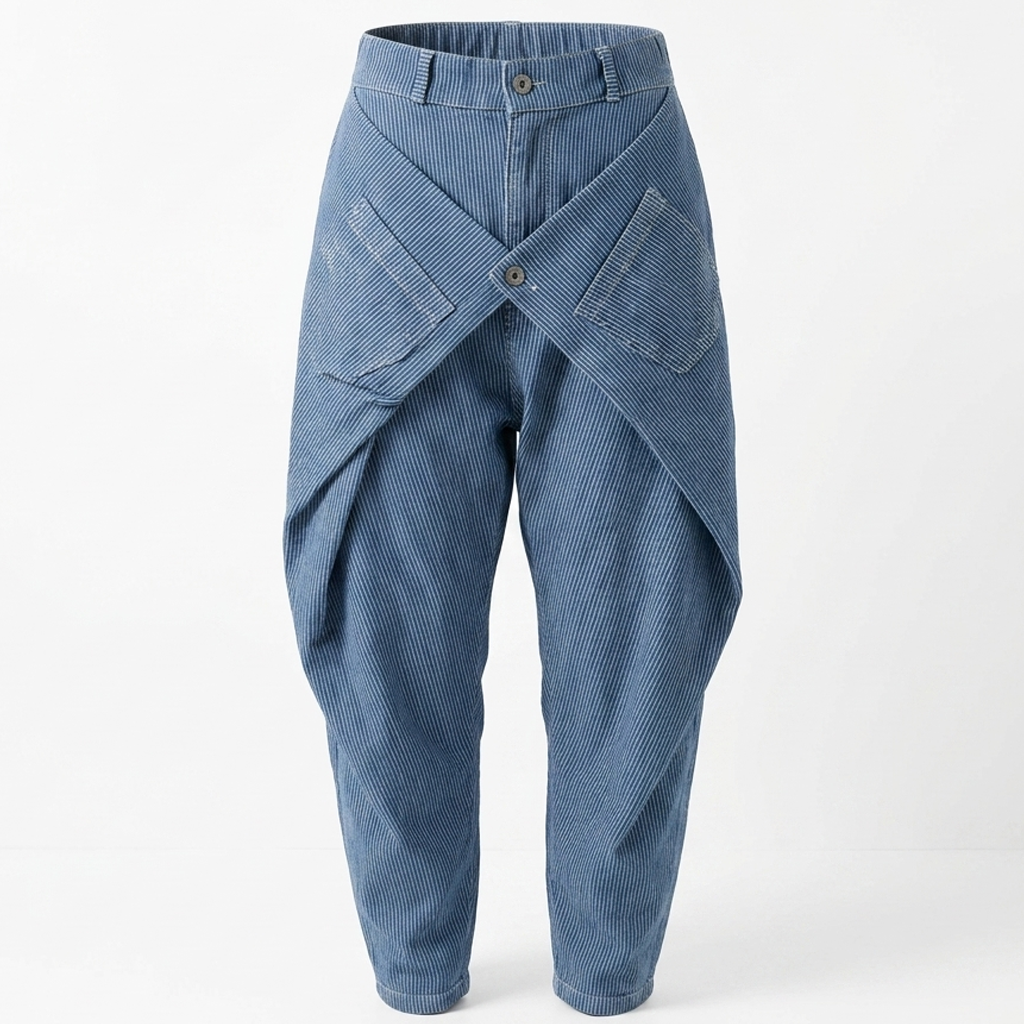 Striped Denim Pants