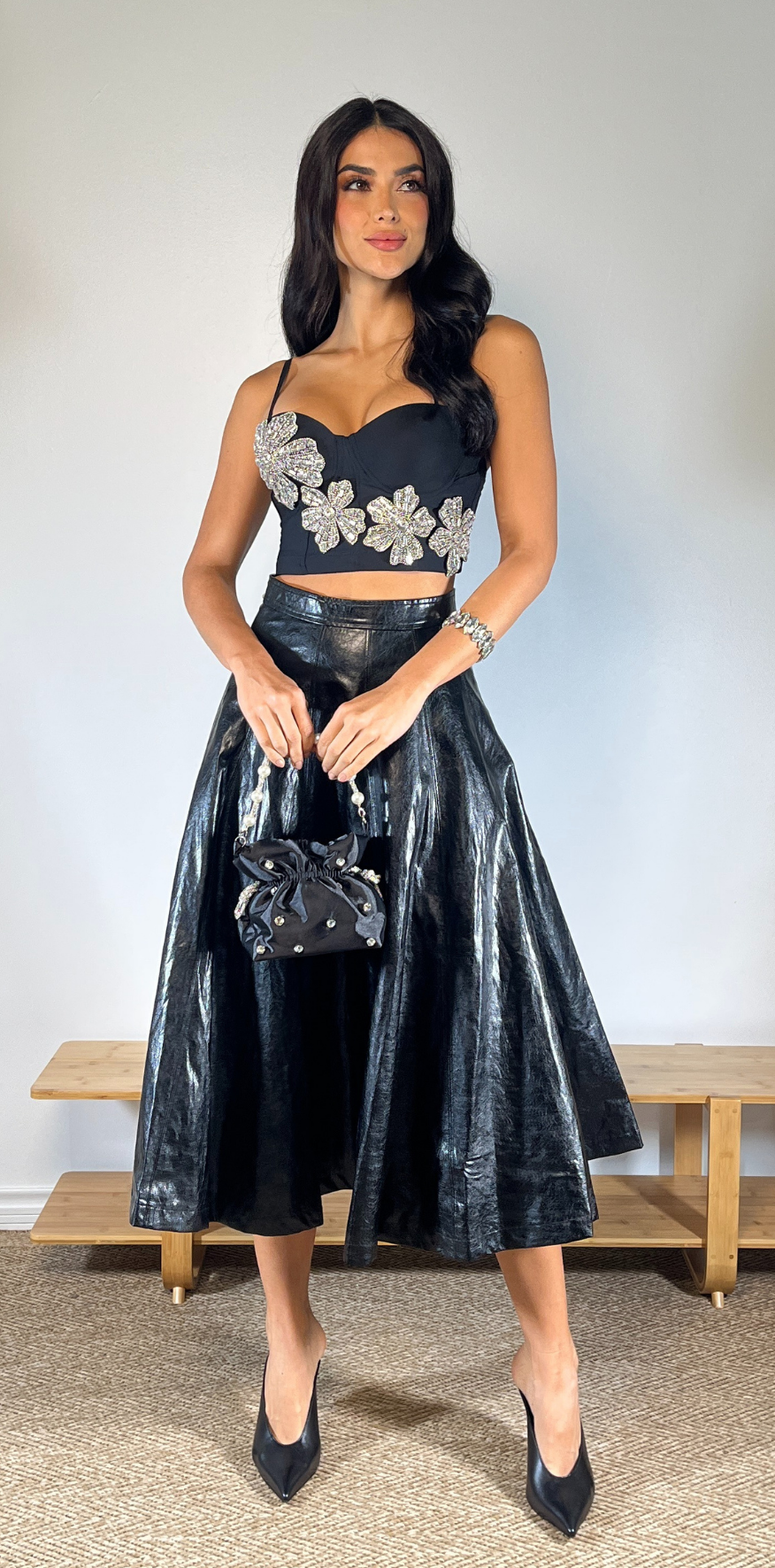 Black Coated Long Skirt