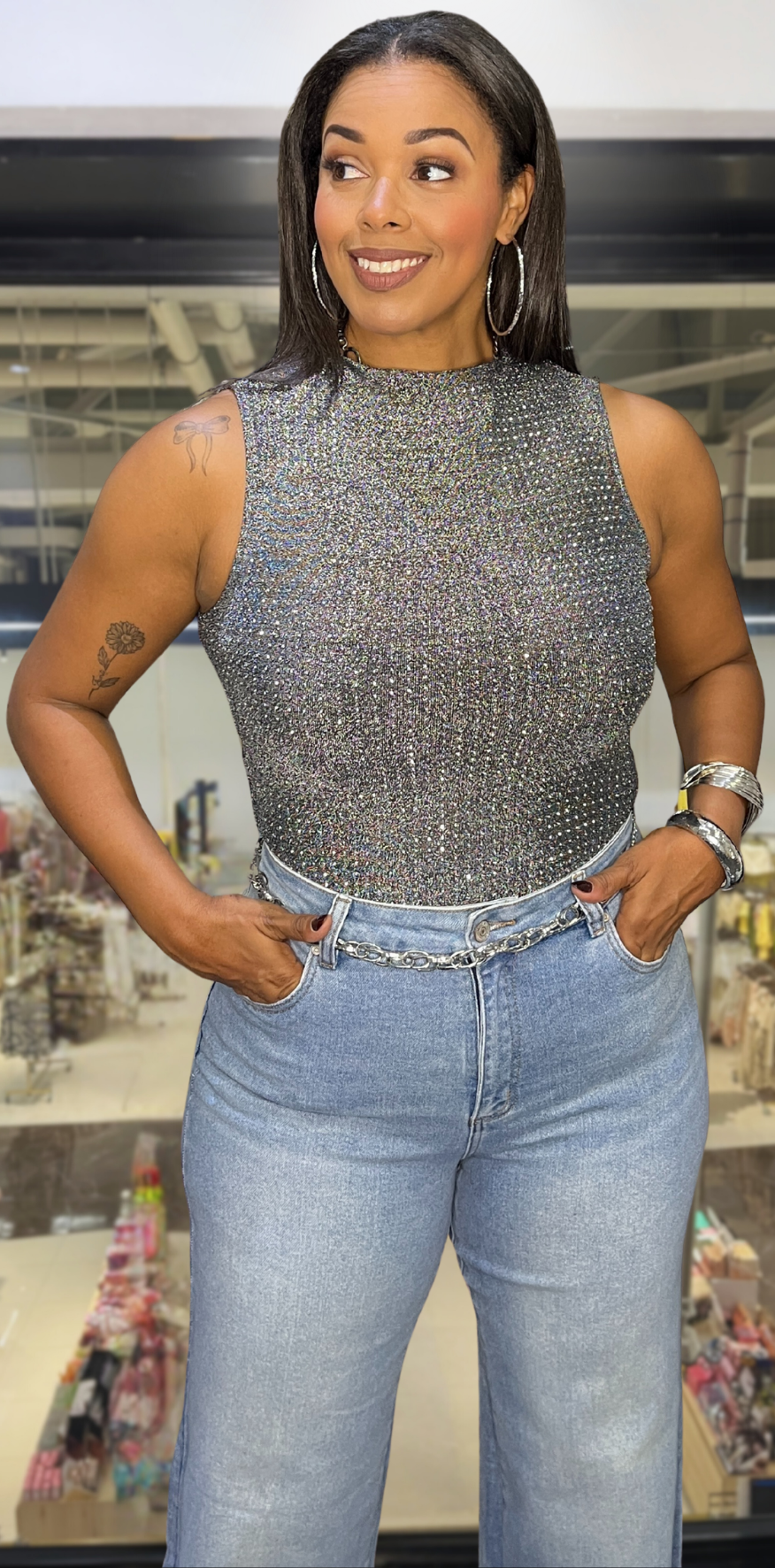 Silver Studded Bodysuit