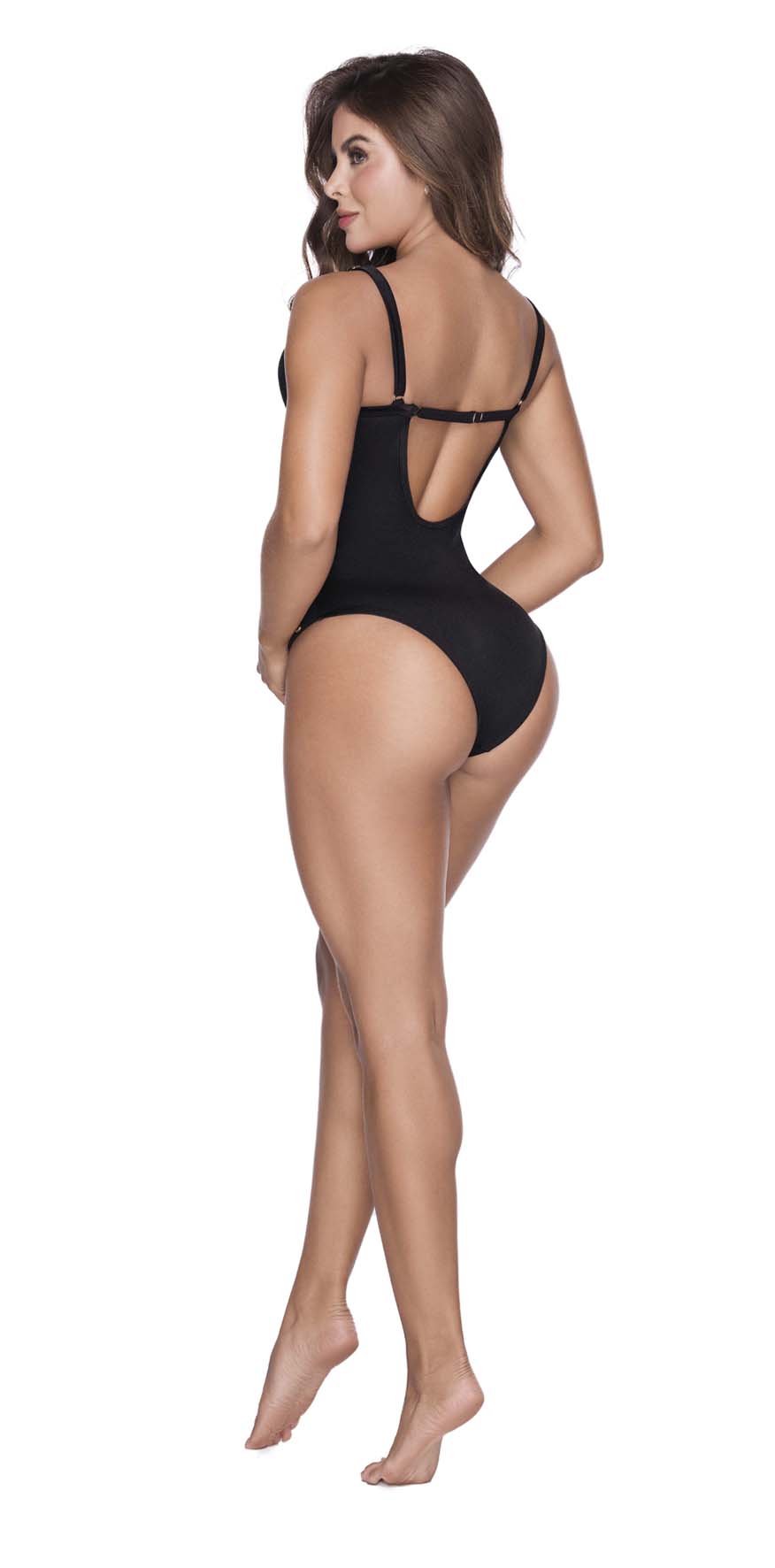 Mesh Detail Black Swimsuit