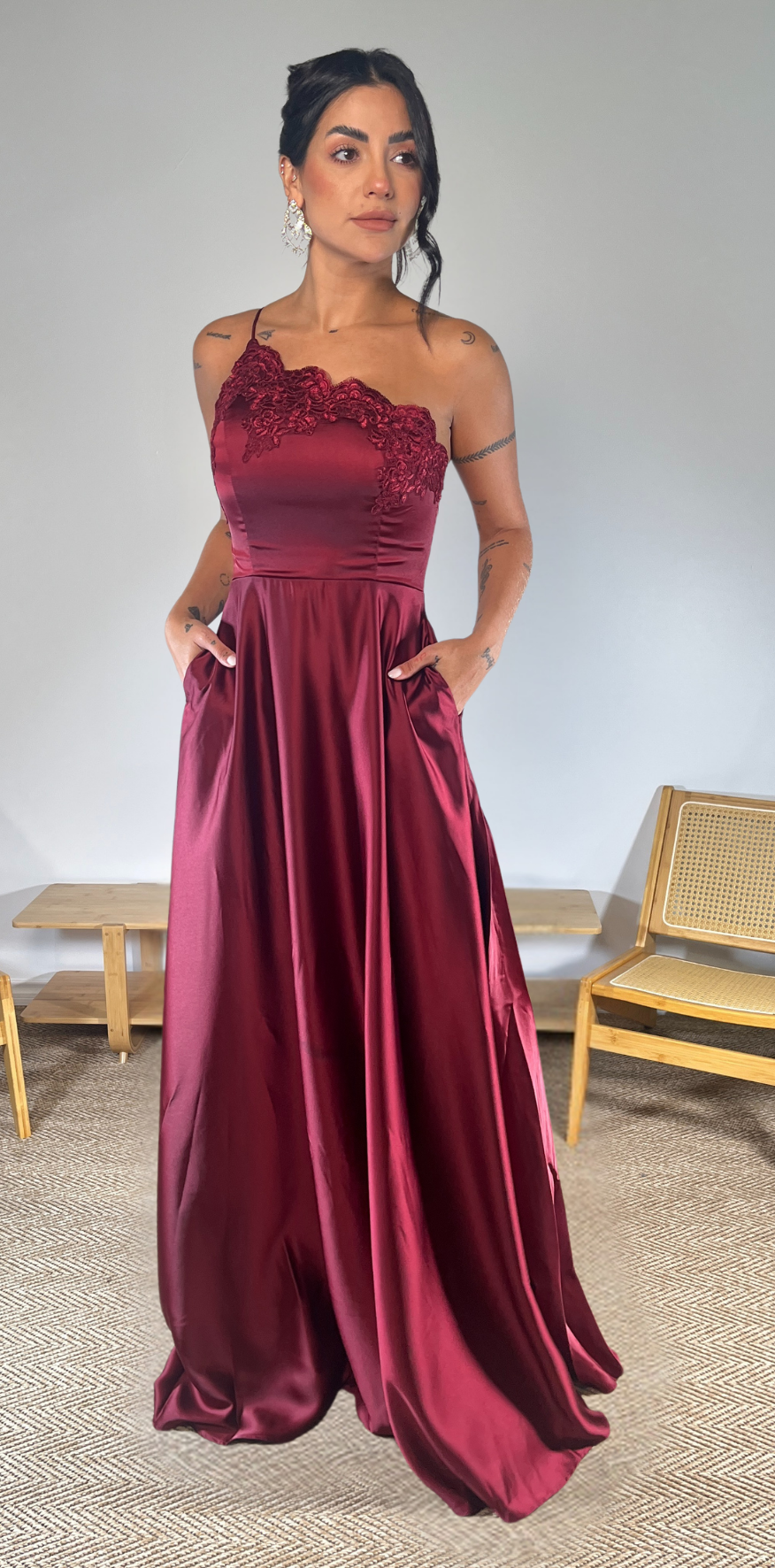 Red Floral Lace Dress