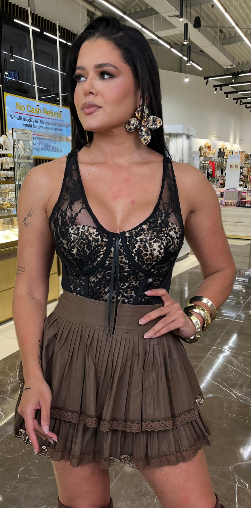 Leopard Print Black Corset