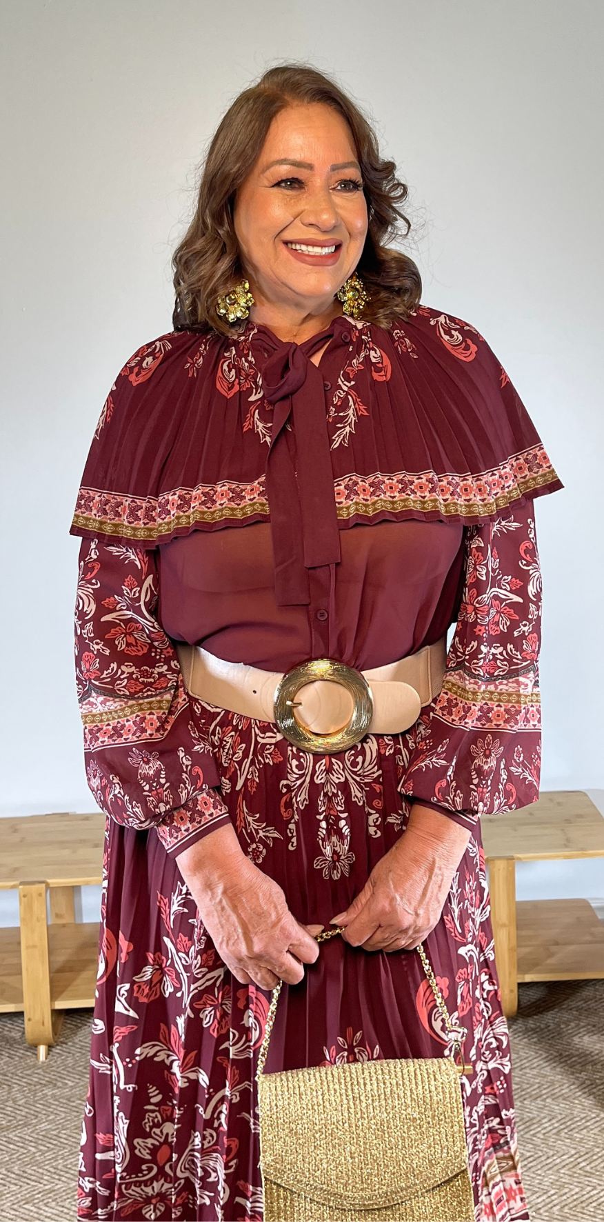 Burgundy Print Blouse