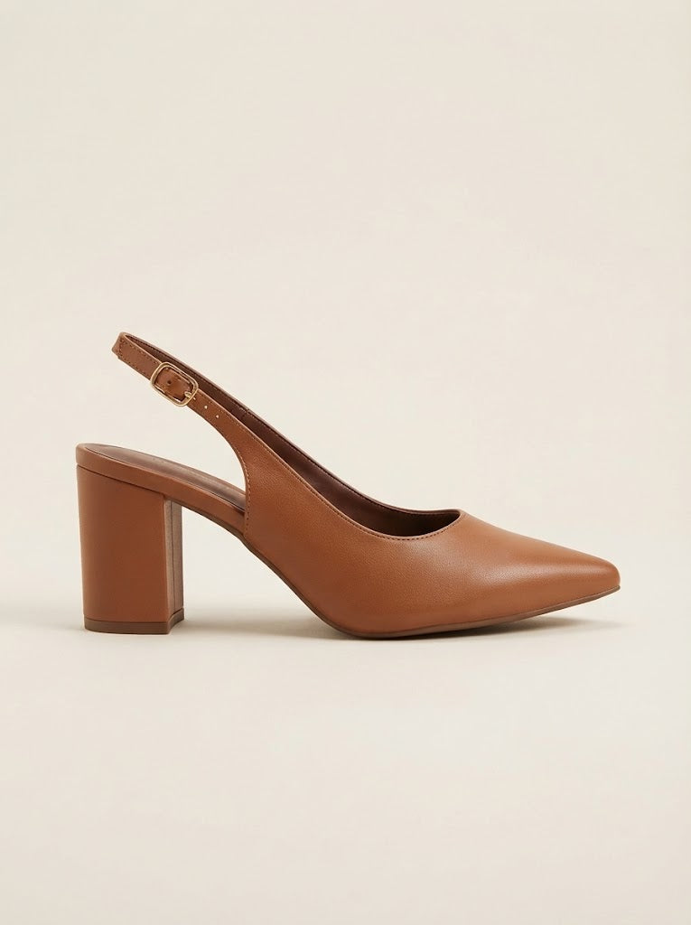 Structured Heel Slingback Pumps