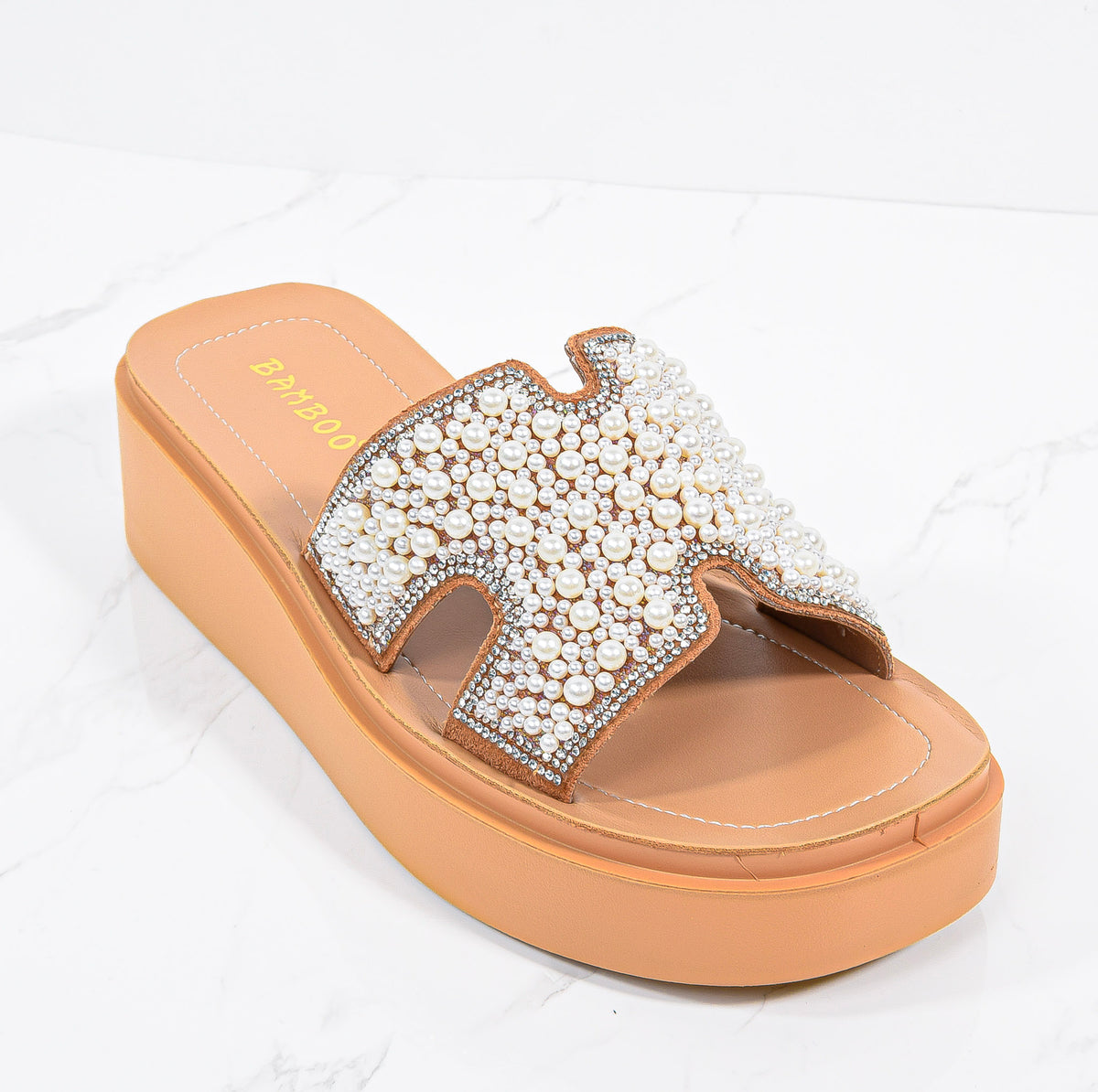 Pearls Detail Chunky Sandals
