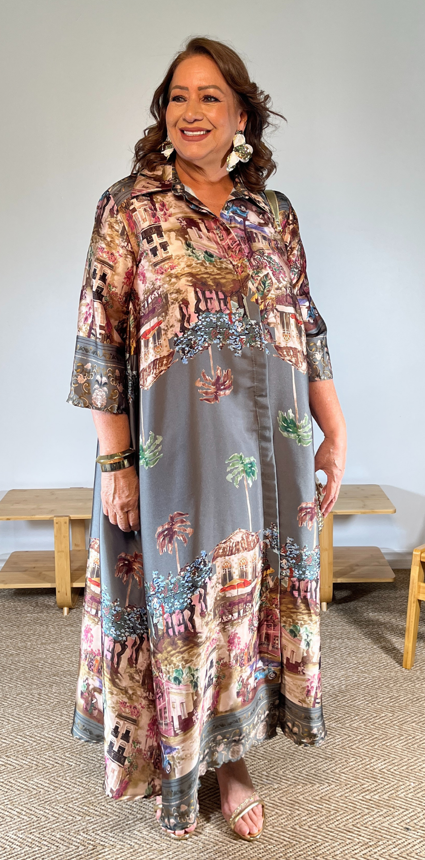 Graphic Print Gray Dress