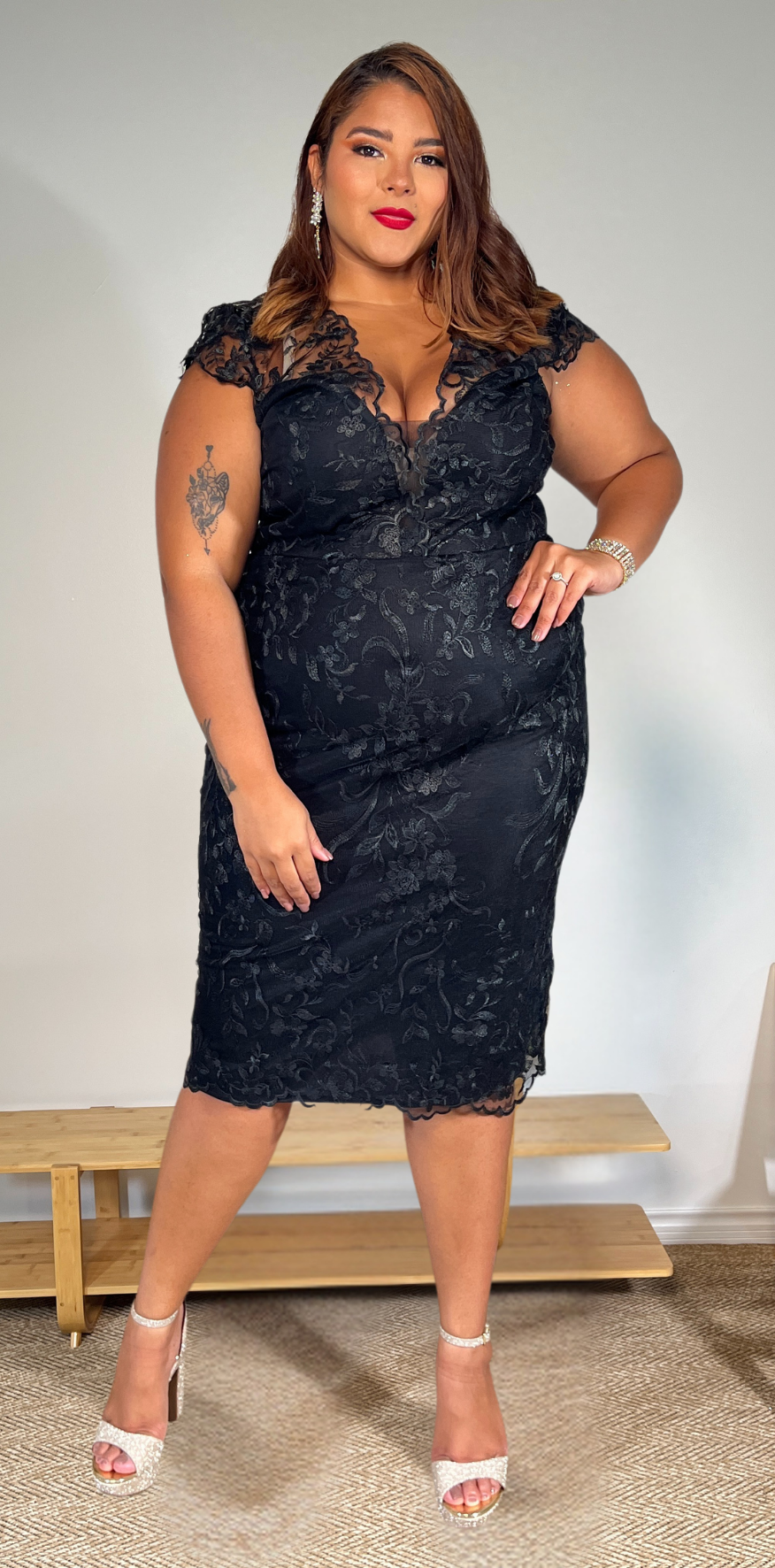 Black Floral Lace Dress