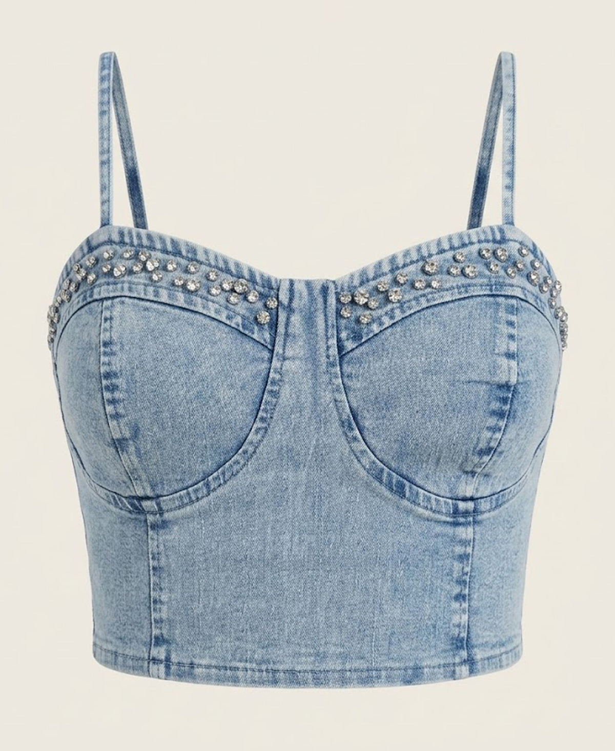 Studded Denim Crop Top