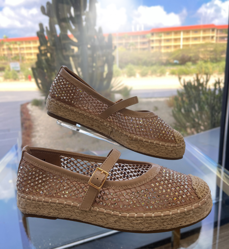 Beige Studded Flats