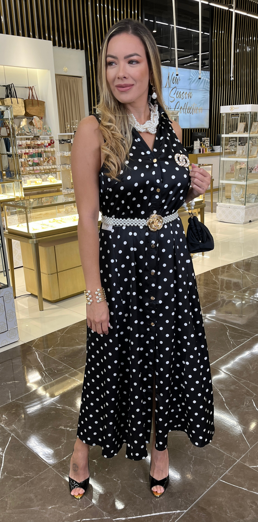 Polka Dots Buttoned Dress