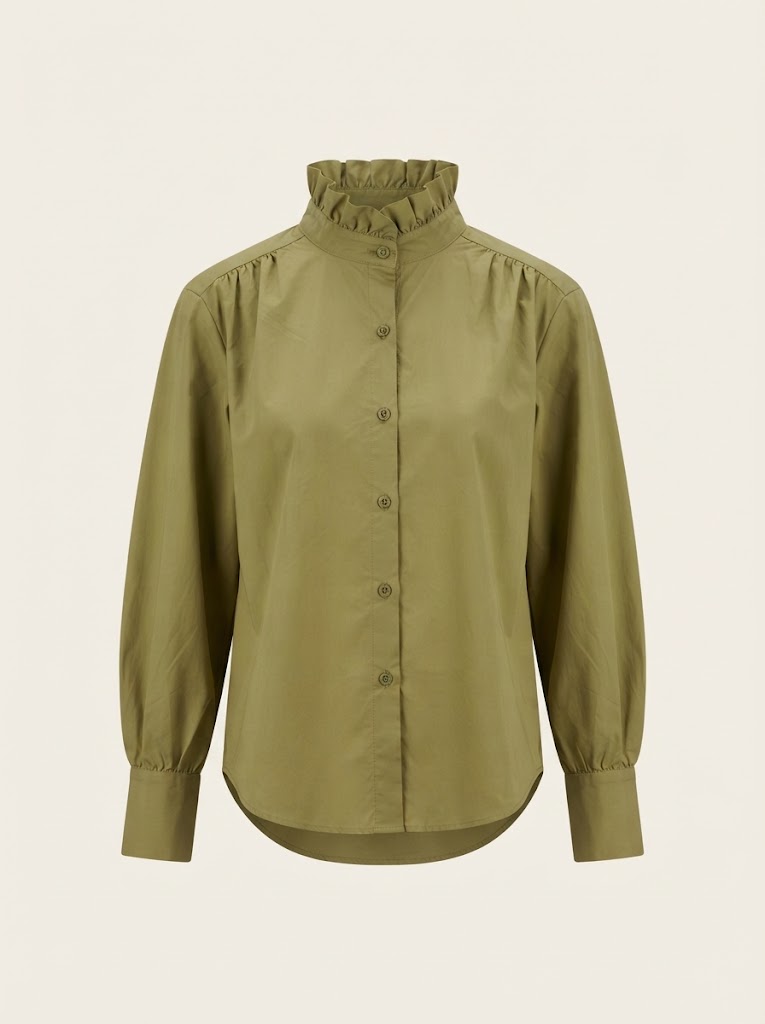Ruffled High Collar Blouse