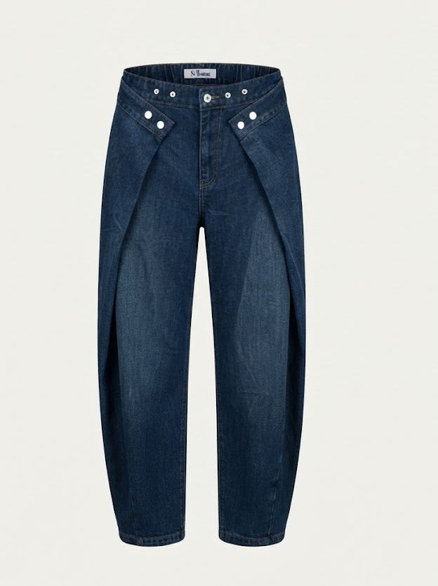 Wrap Front Denim Trousers