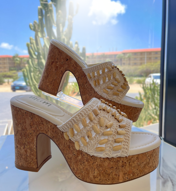 Natural Chunky Block Heels