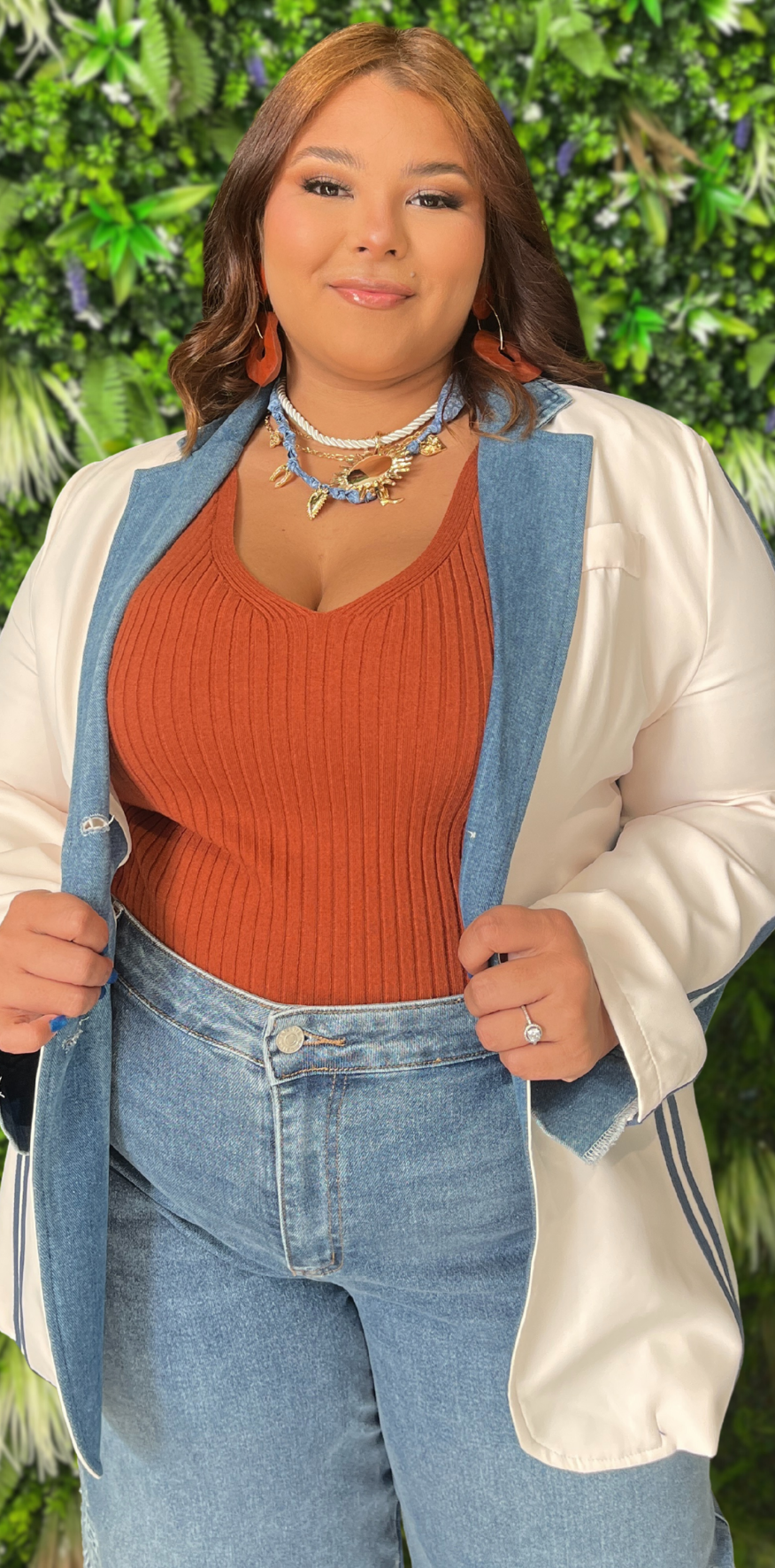 Creme and Denim Blazer