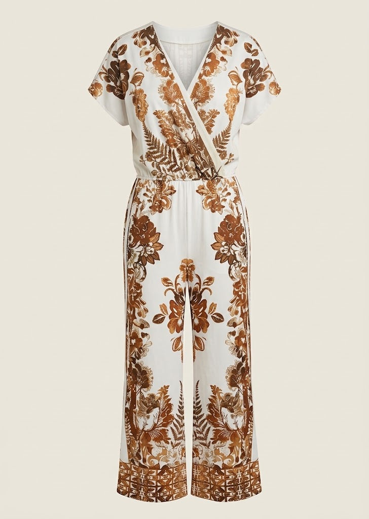 Floral Botanical Surplice Jumpsuit