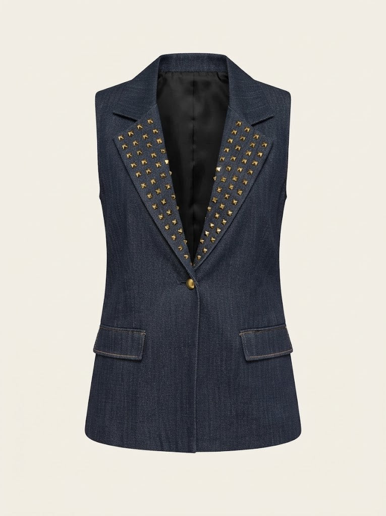 Studded Denim Vest