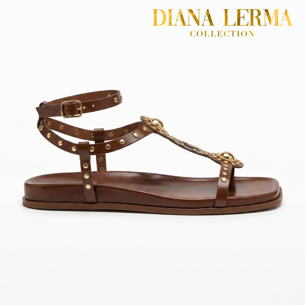 Gold Detail Tan Sandals