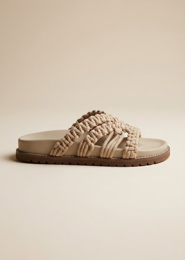 Braided Rope Chunky Slide Sandals