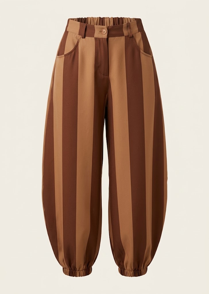 Striped Balloon Casual Trousers