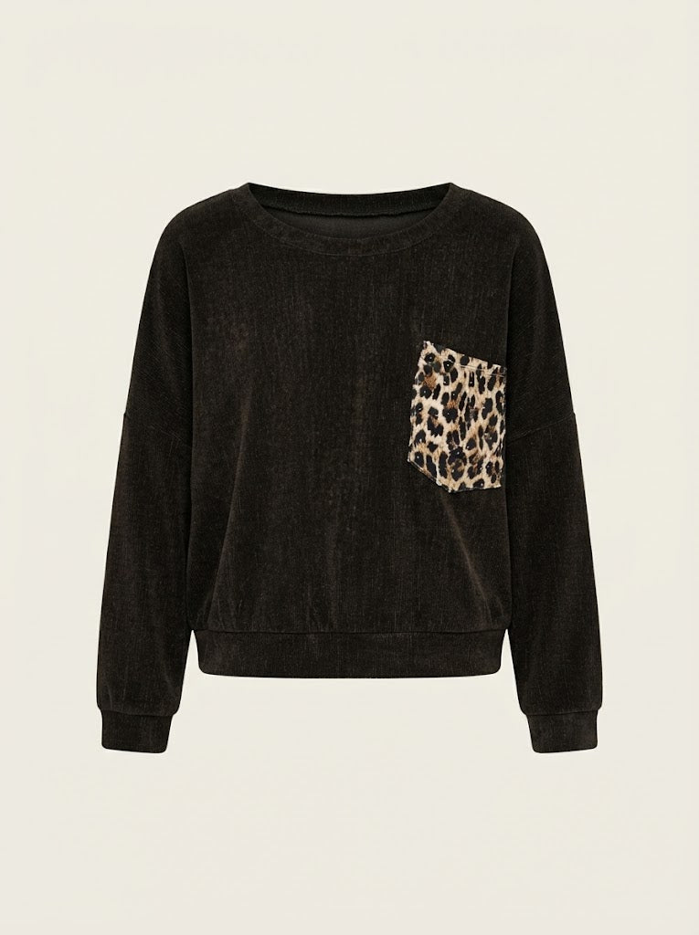 Leopard Pocket Knit Sweater